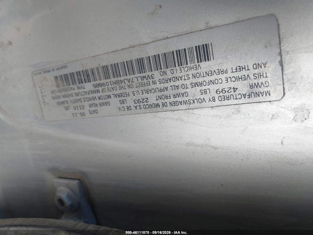 Продаж на аукціоні авто 2011 Volkswagen Jetta 2.0l Tdi, vin: 3VWLL7AJ4BM109885, номер лоту: 46111870