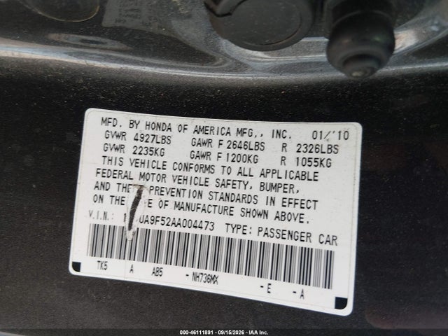Продаж на аукціоні авто 2010 Acura Tl 3.7, vin: 19UUA9F52AA004473, номер лоту: 46111891