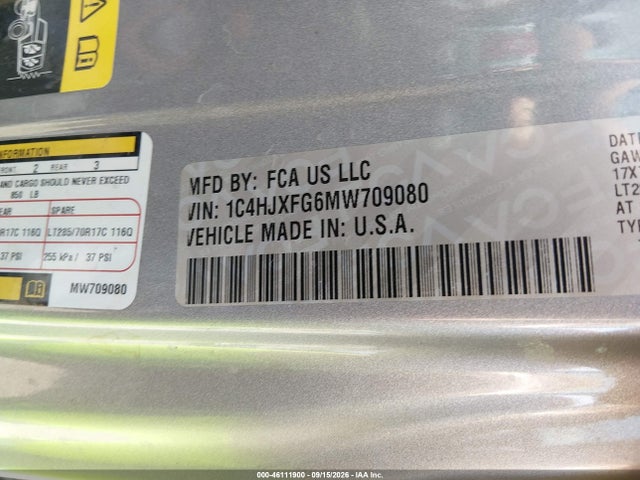 Aukcja sprzedaży 2021 Jeep Wrangler Unlimited Rubicon 4x4, vin: 1C4HJXFG6MW709080, numer aukcji: 46111900