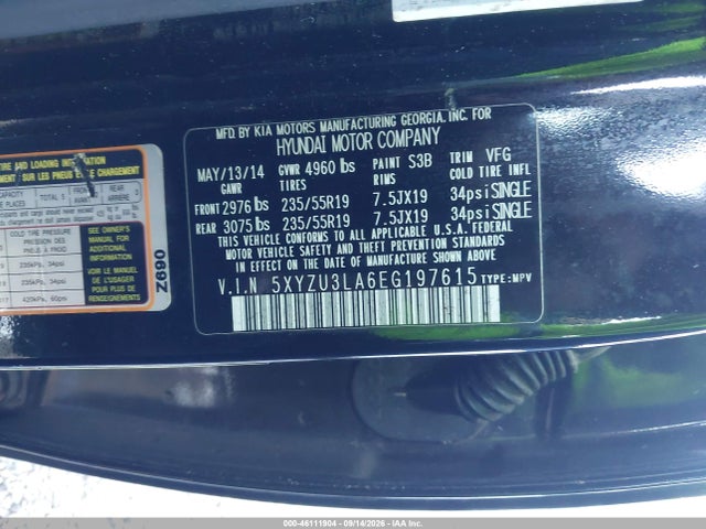Продажа на аукционе авто 2014 Hyundai Santa Fe Sport 2.0l Turbo, vin: 5XYZU3LA6EG197615, номер лота: 46111904