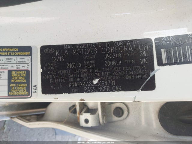 Aukcja sprzedaży 2014 Kia Forte Ex, vin: KNAFX4A83E5194791, numer aukcji: 46111937