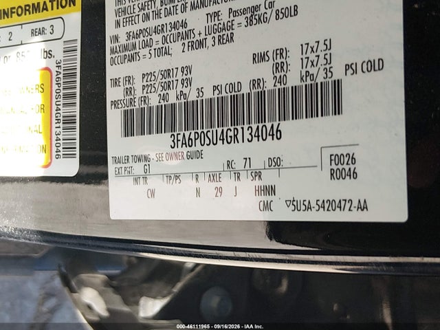 Ford Fusion Energi Titanium 2016 3FA6P0SU4GR134046 Image 9