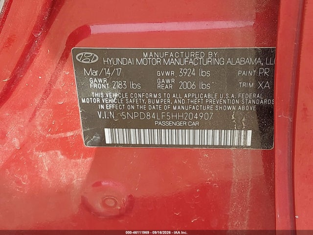 Hyundai Elantra Value Edition 2017 5NPD84LF5HH204907 Image 9
