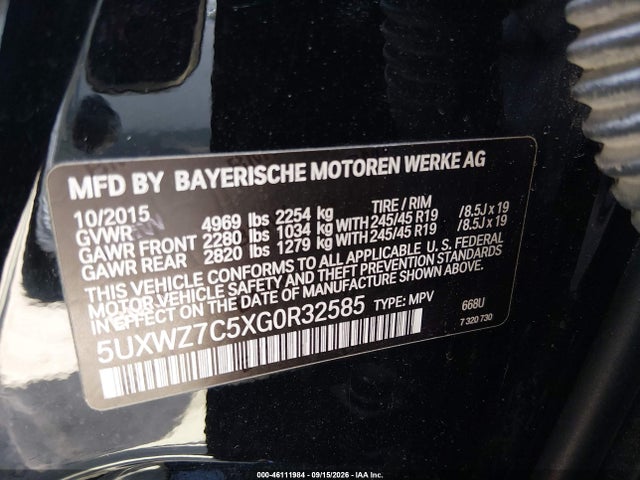5UXWZ7C5XG0R32585 BMW X3 Sdrive28i