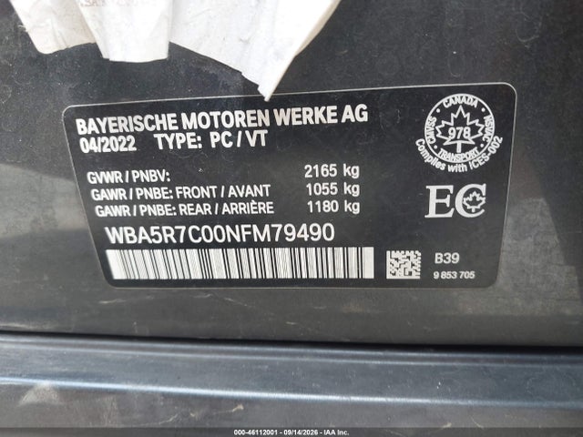 WBA5R7C00NFM79490 BMW 330i Xdrive