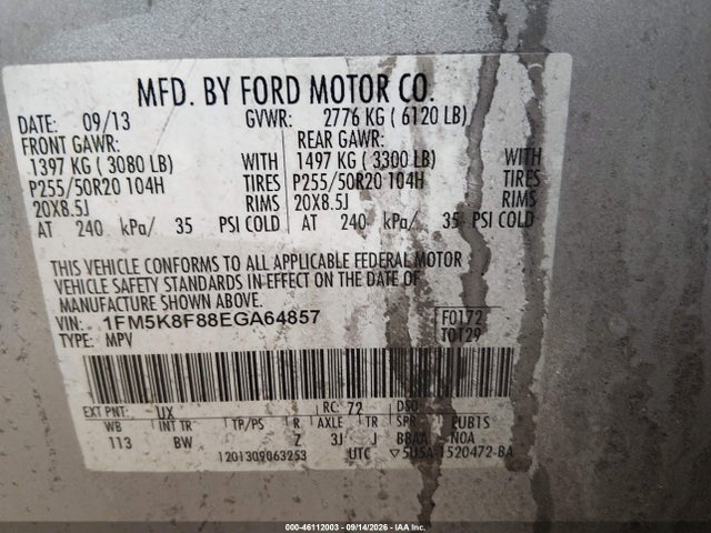 Продаж на аукціоні авто 2014 Ford Explorer Limited, vin: 1FM5K8F88EGA64857, номер лоту: 46112003