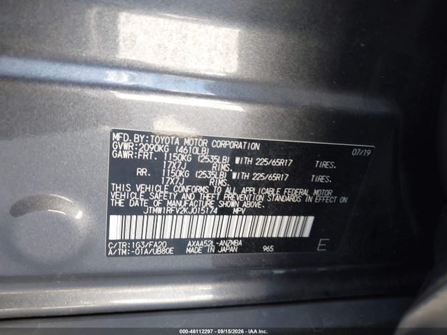 Toyota Rav4 Xle 2019 JTMW1RFV2KJ015174 Image 9