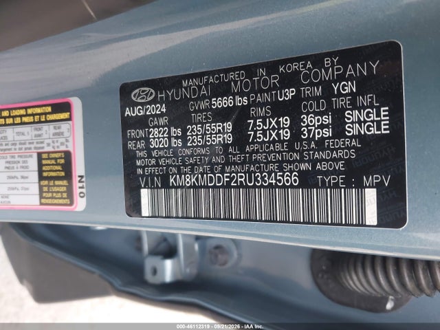 Aukcja sprzedaży 2024 Hyundai Ioniq 5 Se, vin: KM8KMDDF2RU334566, numer aukcji: 46112319