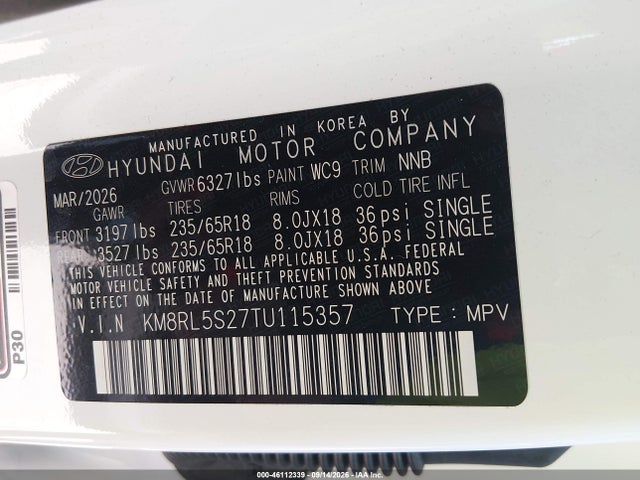 Hyundai Palisade Sel 7p 2026 KM8RL5S27TU115357 Image 9