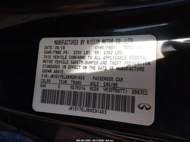 Продаж на аукціоні авто 2019 Infiniti Q60 3.0t Luxe, vin: JN1EV7ELXKM291463, номер лоту: 46112355