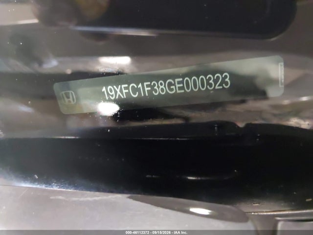 46112372 :رقم المزاد ، 19XFC1F38GE000323 vin ، 2016 Honda Civic Ex-t مزاد بيع