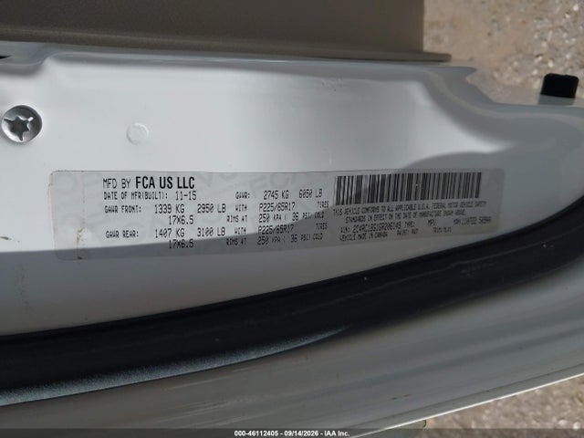 2016 Chrysler Town & Country Touring მანქანა იყიდება აუქციონზე, vin: 2C4RC1BG1GR206149, აუქციონის ნომერი: 46112405