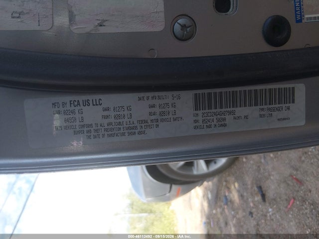 46112492 :رقم المزاد ، 2C3CDZAG4GH279092 vin ، 2016 Dodge Challenger Sxt مزاد بيع