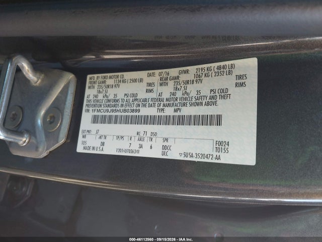 Ford Escape Titanium 2017 1FMCU9J95HUB03899 Image 9