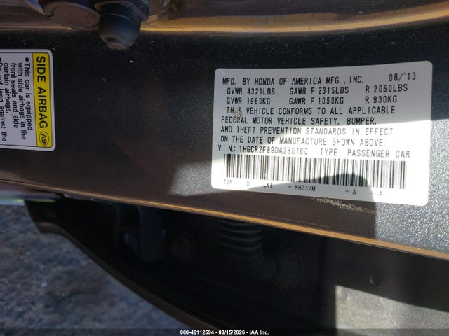 Aukcja sprzedaży 2013 Honda Accord Ex-l, vin: 1HGCR2F89DA280160, numer aukcji: 46112594