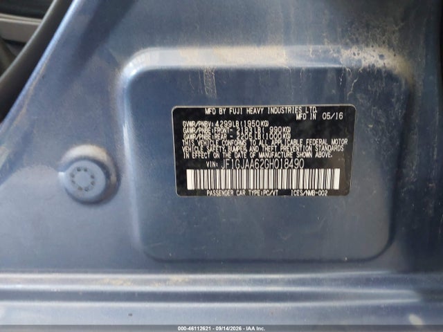 Subaru Impreza 2.0i 2016 JF1GJAA62GH018490 Image 9