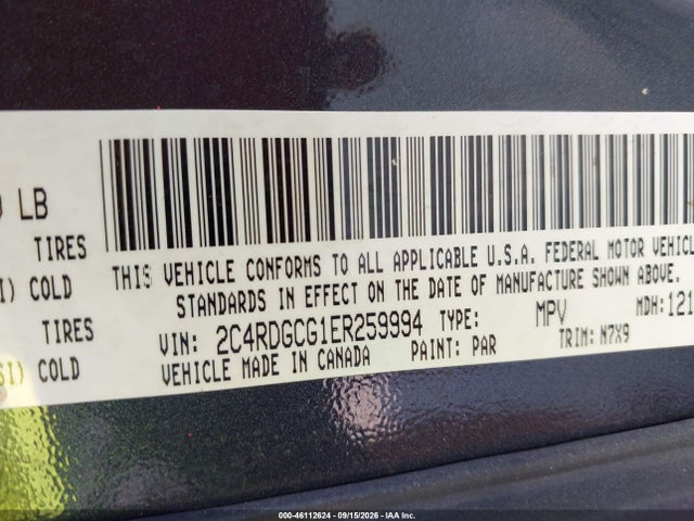 Aukcja sprzedaży 2014 Dodge Grand Caravan Sxt, vin: 2C4RDGCG1ER259994, numer aukcji: 46112624