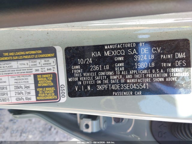 KIA K4 Lxs 2025 3KPFT4DE3SE045541 Image 9