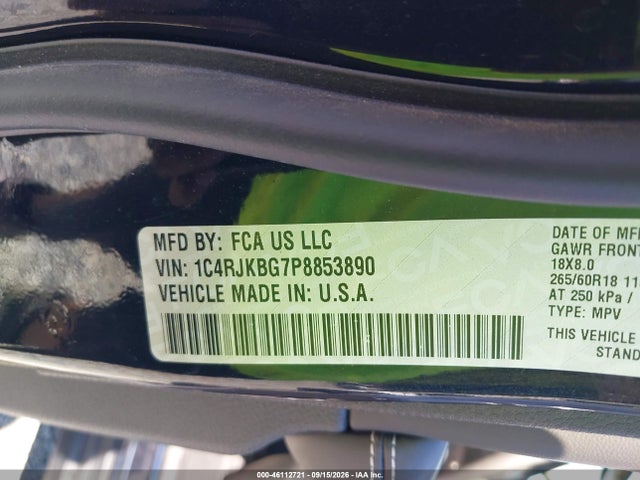 Продаж на аукціоні авто 2023 Jeep Grand Cherokee L Limited 4x4, vin: 1C4RJKBG7P8853890, номер лоту: 46112721