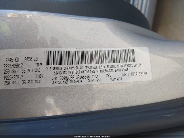 2C4RDGEG1JR145646 Dodge Grand Caravan Gt