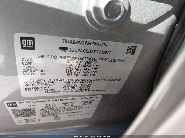 3GCPACED2TG206977 Chevrolet Silverado 1500 2wd Short Bed Lt