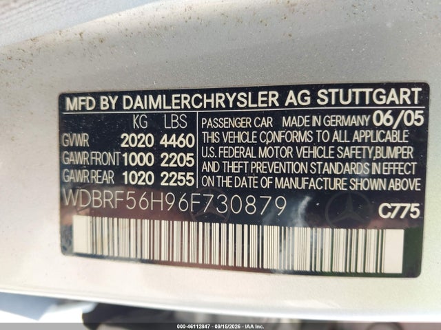 2006 Mercedes-benz C 350 Luxury/sport მანქანა იყიდება აუქციონზე, vin: WDBRF56H96F730879, აუქციონის ნომერი: 46112847