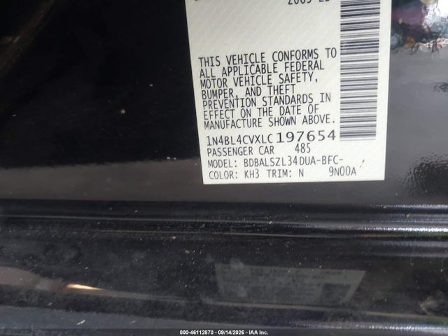 Aukcja sprzedaży 2020 Nissan Altima Sr Fwd, vin: 1N4BL4CVXLC197654, numer aukcji: 46112870