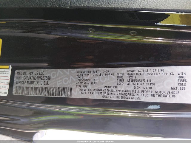 Aukcja sprzedaży 2026 Jeep Wrangler Rubicon 4x4, vin: 1C4PJXFN3TW227868, numer aukcji: 46112876