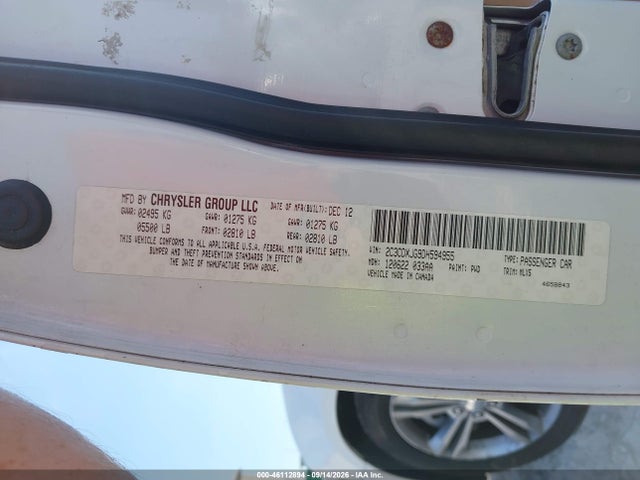 2013 Dodge Charger Sxt Plus მანქანა იყიდება აუქციონზე, vin: 2C3CDXJG9DH594955, აუქციონის ნომერი: 46112894