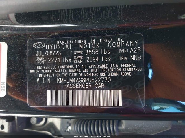 Aukcja sprzedaży 2023 Hyundai Elantra Sel, vin: KMHLM4AG8PU622770, numer aukcji: 46112995