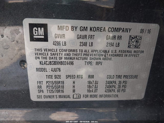 Продажа на аукционе авто 2017 Buick Encore Preferred Ii, vin: KL4CJBSBXHB024496, номер лота: 46113007