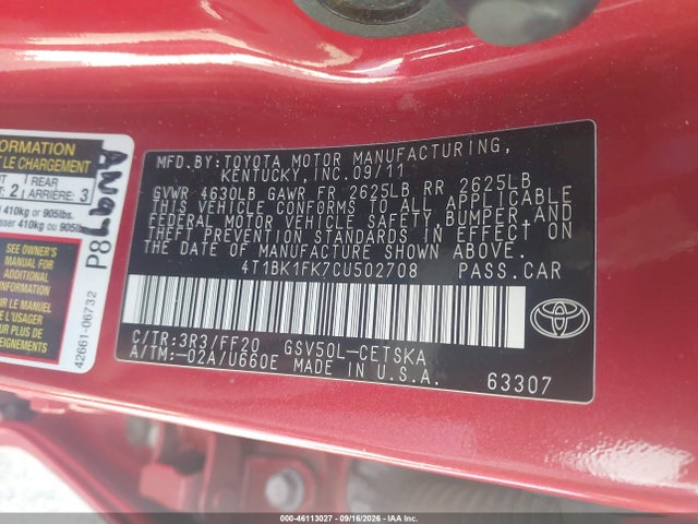 Продаж на аукціоні авто 2012 Toyota Camry Se V6, vin: 4T1BK1FK7CU502708, номер лоту: 46113027