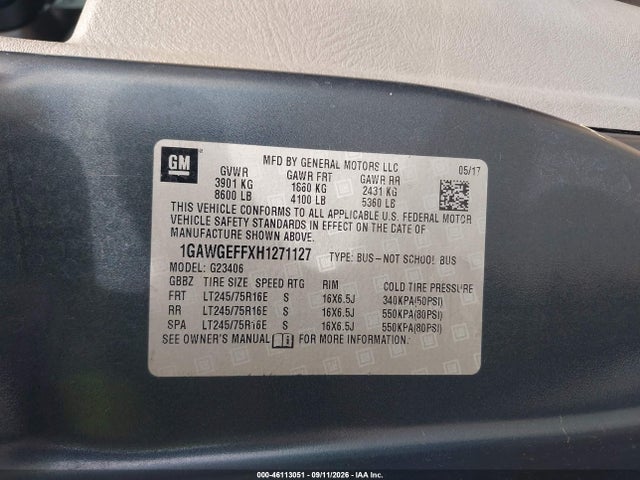 Chevrolet Express 2500 Ls 2017 1GAWGEFFXH1271127 Image 9