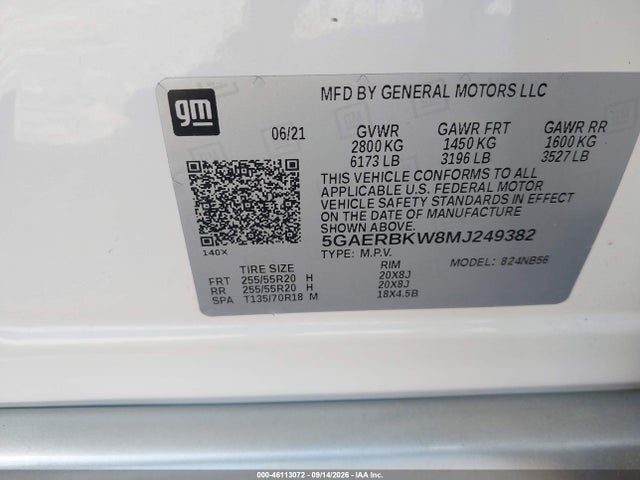 Aukcja sprzedaży 2021 Buick Enclave Fwd Essence, vin: 5GAERBKW8MJ249382, numer aukcji: 46113072
