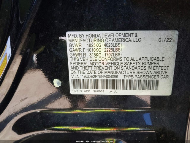 Aukcja sprzedaży 2022 Acura Ilx Premium Package, vin: 19UDE2F75NA004096, numer aukcji: 46113241