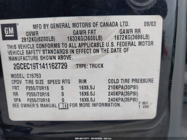 Aukcja sprzedaży 2004 Chevrolet Silverado 1500 Ls, vin: 2GCEC19T141162729, numer aukcji: 46113371
