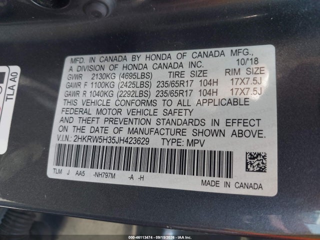 Honda CR-V LX 2018 2HKRW5H35JH423629 Image 9