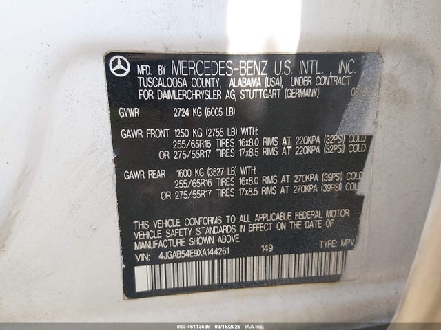 Продажа на аукционе авто 1999 Mercedes-benz Ml 320, vin: 4JGAB54E9XA144261, номер лота: 46113539