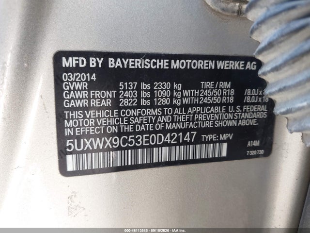 5UXWX9C53E0D42147 BMW X3 Xdrive28i