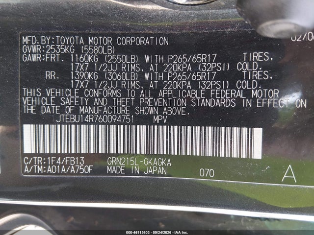 Продаж на аукціоні авто 2006 Toyota 4runner Sr5 Sport V6, vin: JTEBU14R760094751, номер лоту: 46113603