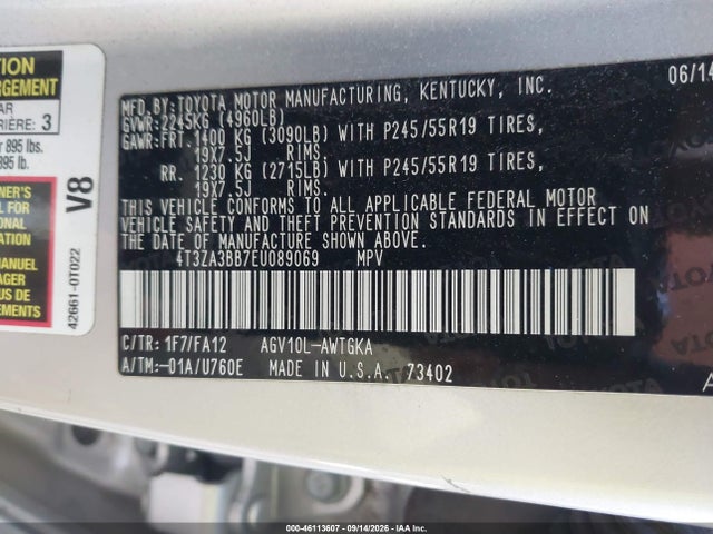 Продаж на аукціоні авто 2014 Toyota Venza Le, vin: 4T3ZA3BB7EU089069, номер лоту: 46113607