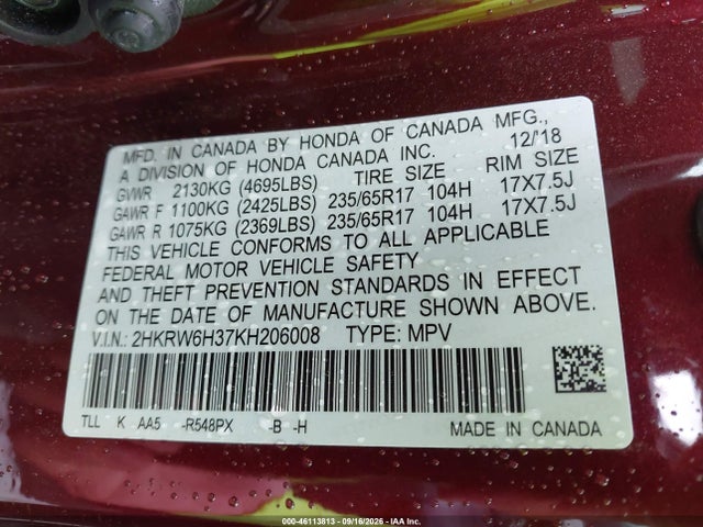Honda CR-V LX 2019 2HKRW6H37KH206008 Image 9