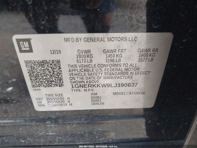 Продаж на аукціоні авто 2020 Chevrolet Traverse Fwd Premier, vin: 1GNERKKW9LJ190637, номер лоту: 46113828