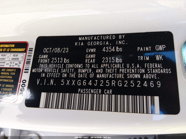 Продаж на аукціоні авто 2024 Kia K5 Gt-line, vin: 5XXG64J25RG252469, номер лоту: 46113857