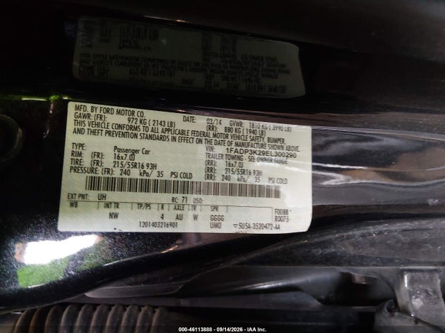46113888 :رقم المزاد ، 1FADP3K29EL300290 vin ، 2014 Ford Focus Se مزاد بيع