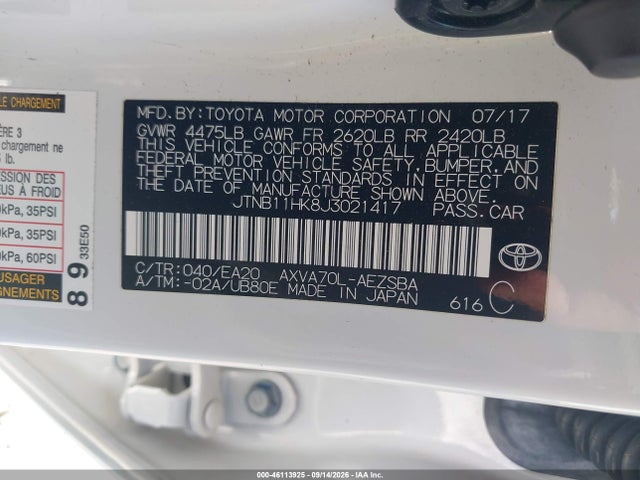 2018 Toyota Camry Se მანქანა იყიდება აუქციონზე, vin: JTNB11HK8J3021417, აუქციონის ნომერი: 46113925