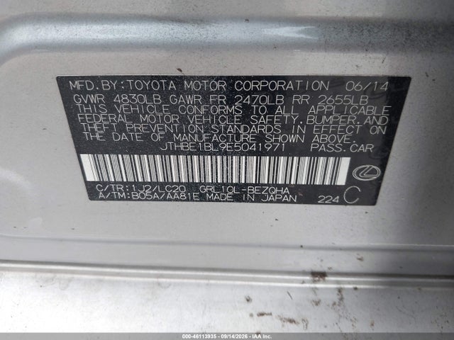 Продажа на аукционе авто 2014 Lexus Gs 350, vin: JTHBE1BL9E5041971, номер лота: 46113935