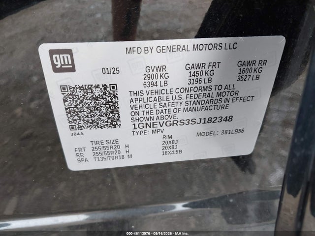 Продажа на аукционе авто 2025 Chevrolet Traverse Awd Lt, vin: 1GNEVGRS3SJ182348, номер лота: 46113976