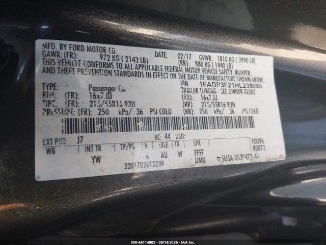 Ford FOCUS SE 2017 1FADP3F21HL235093 Image 9