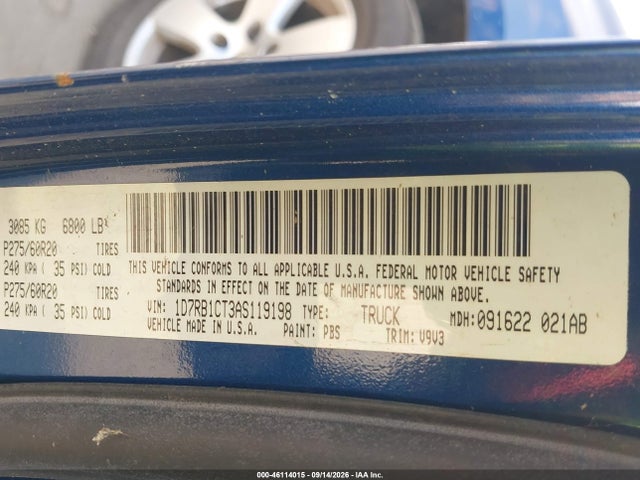 Aukcja sprzedaży 2010 Dodge Ram 1500 Slt/sport/trx, vin: 1D7RB1CT3AS119198, numer aukcji: 46114015